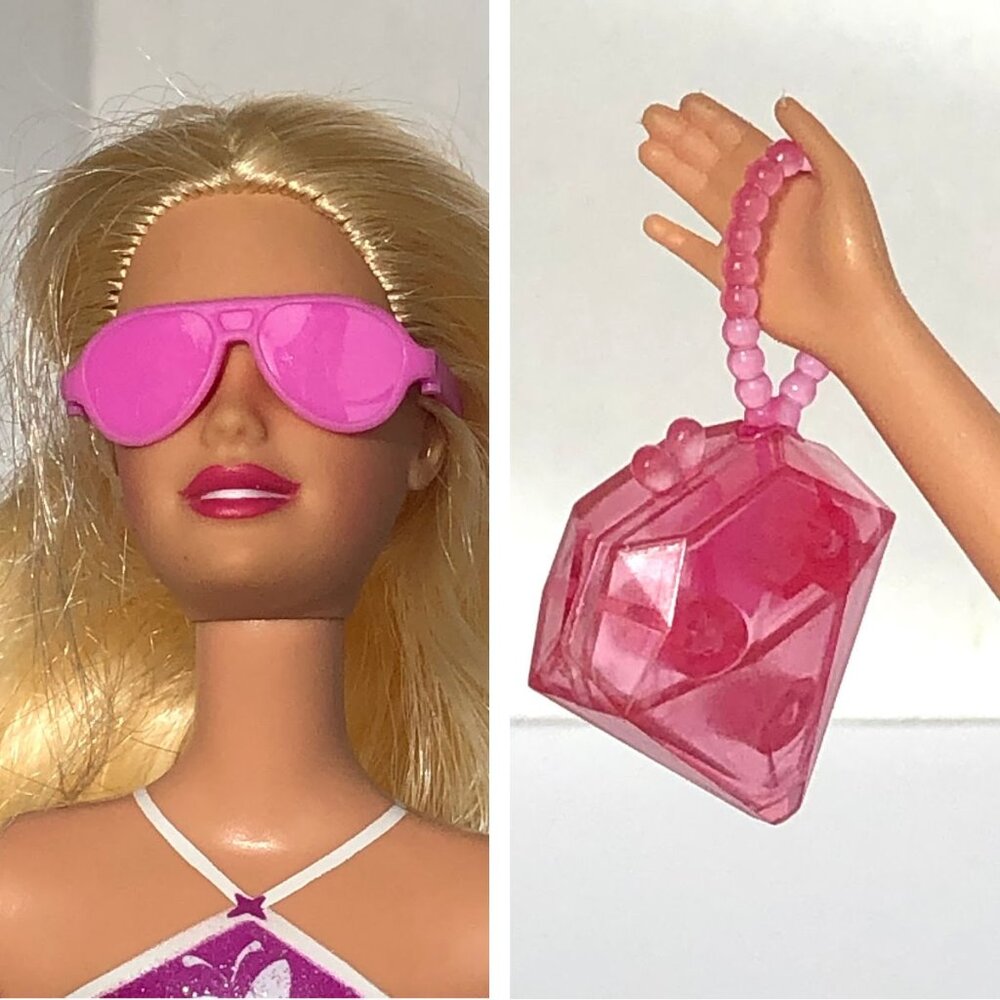 Barbie Doll PINK SUNGLASSES & BARBIE PINK PURSE 2013 Barbie Life Stylin Friends